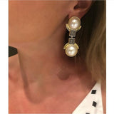 18k Gold Plated Earring with Pearl and Platinum Druse