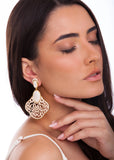 18k Gold Plated Earring with Mother of Pearl and Off White Resin