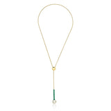 18k Gold Plated Necklace with Pearl and Green