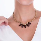 18k Gold Plated Necklace with Smoked Quartz