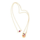 18k Gold Plated Necklace with Pink Howlite, Red Feldspar, Purple Agate and Pink Marsala