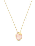 18k Gold Plated Necklace with Pink Quartz