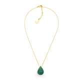 18k Gold Plated Necklace with Malachite and Green Resin