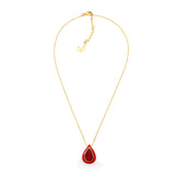 18k Gold Plated Necklace with Red Feldspar and Red Resin