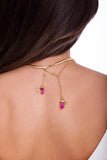 18k Gold Plated Necklace with Pink Agate