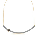 18k Gold Plated Necklace with Platinum Druse and Gray Enamel
