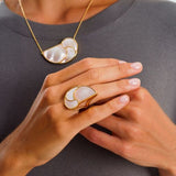 18k Gold Plated Necklace with Mother of Pearl