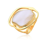 18k Gold Plated Ring with Mother of Pearl