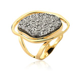 18k Gold Plated Ring with Platinum Druse