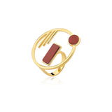 18k Gold Plated Ring with Red Amazonite