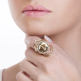 18k Gold Plated Ring with Tiger Eye