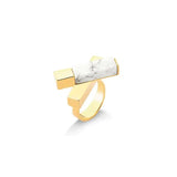 18k Gold Plated Ring with Howlite