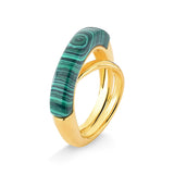18k Gold Plated Ring with Malachite