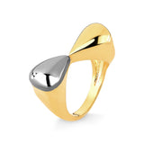 18k Gold Plated Ring with Metallic Gray Agate