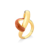 18k Gold Plated Ring with Caramel Enamel