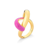 18k Gold Plated Ring with Pink Enamel