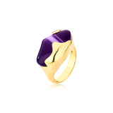 18k Gold Plated Ring with Purple Agate
