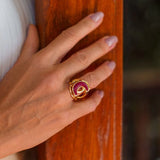 18k Gold Plated Ring with Borgonha Resin