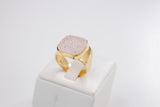 18k Gold Plated Ring with White Druse