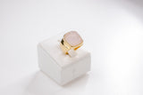 18k Gold Plated Ring with White Druse