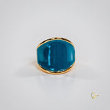 Blue Enameled Gold Ring