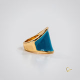 Blue Enameled Gold Ring