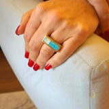 Gold Ring with Striped Blue Agate