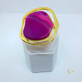Gold Ring with Pink Agate