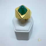 Anel Dourado Maria Dolores com Ágata Verde