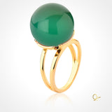 18k Gold Plated Ring with Green Agate
