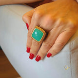 Golden Ring with Aquamarine and Wood