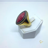 Gold Ring with Red Amazonite