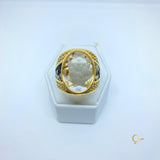Gold Ring with Crystal, Zirconia and Snake Skin