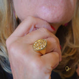 18k Gold Plated Ring with Gold Druse