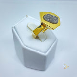 Gold Ring with Platinum Druse