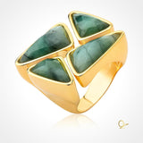 18k Gold Plated Ring with Emerald