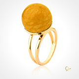 18k Gold Plated Ring with Yellow Feldspar