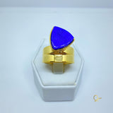 Gold Ring with Indigo Blue Feldspar