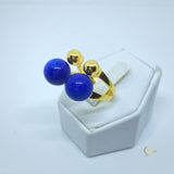 Gold Ring with Indigo Blue Feldspar
