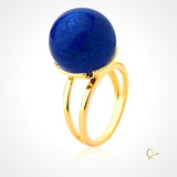 18k Gold Plated Ring with Blue Anil Feldspar