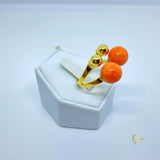 Gold Ring with Orange Feldspar