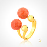 Gold Ring with Orange Feldspar