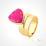 18k Gold Plated Ring with Pink Feldspar