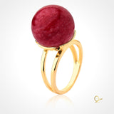 18k Gold Plated Ring with Red Feldspar
