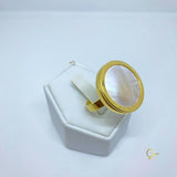 18k Gold Plated Ring with Mother of Pearl