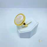 18k Gold Plated Ring with Mother of Pearl