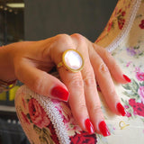 18k Gold Plated Ring with Mother of Pearl