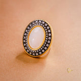 Gold Ring with Mother of Pearl and Zirconia
