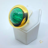 Golden Ring with Malachite