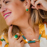 Golden Ring with Malachite